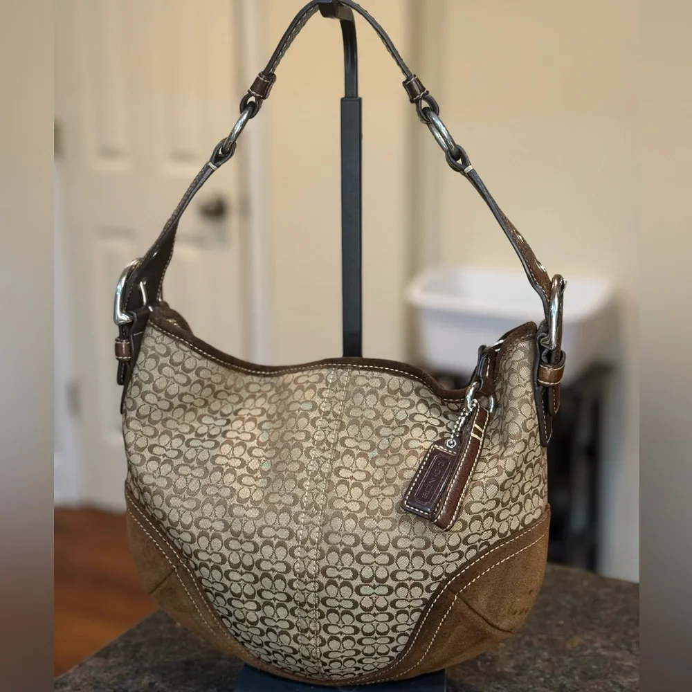 Coach Small Mini C Signature and Suede SoHo Hobo Bag